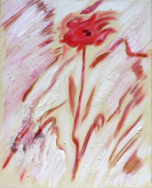 Peinture intitulée "Fleur rose n°1" par Mireille Gratier De Saint Louis, Œuvre d'art originale