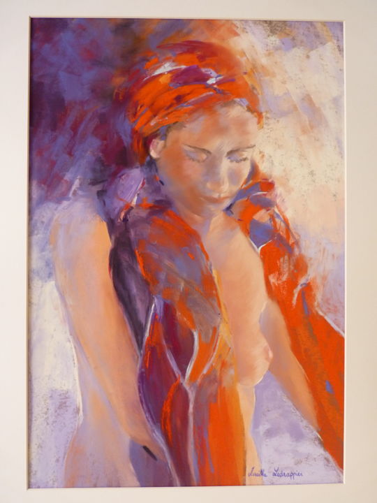 Peinture intitulée "Sofia médite" par Mireille Ledrappier, Œuvre d'art originale, Pastel