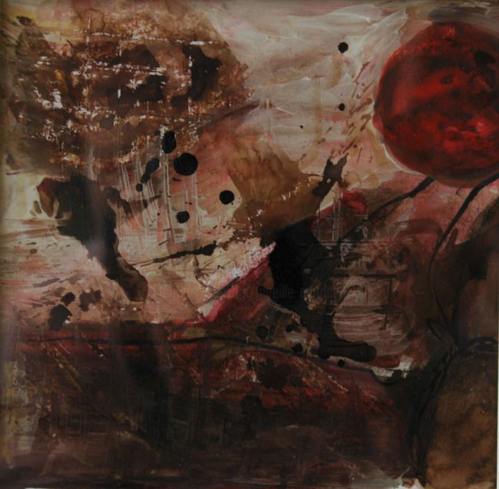 Painting titled "SOLEIL D'AUTOMNE" by Mireille Matricon, Original Artwork, Ink