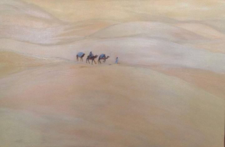 Peinture intitulée "Désert marocain" par Mireille Matricon, Œuvre d'art originale, Huile