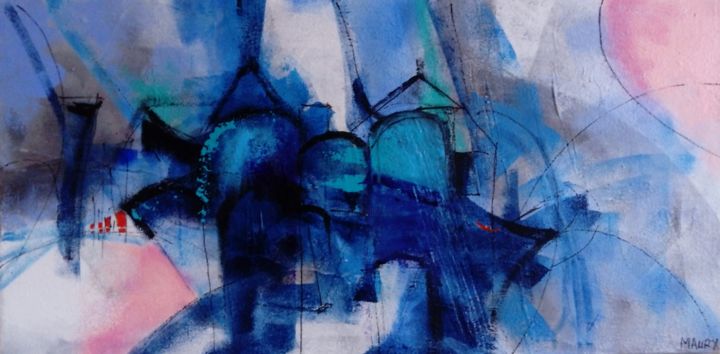Painting titled "ABSTRACTION BLEUE" by Mireille Maury, Original Artwork, Acrylic