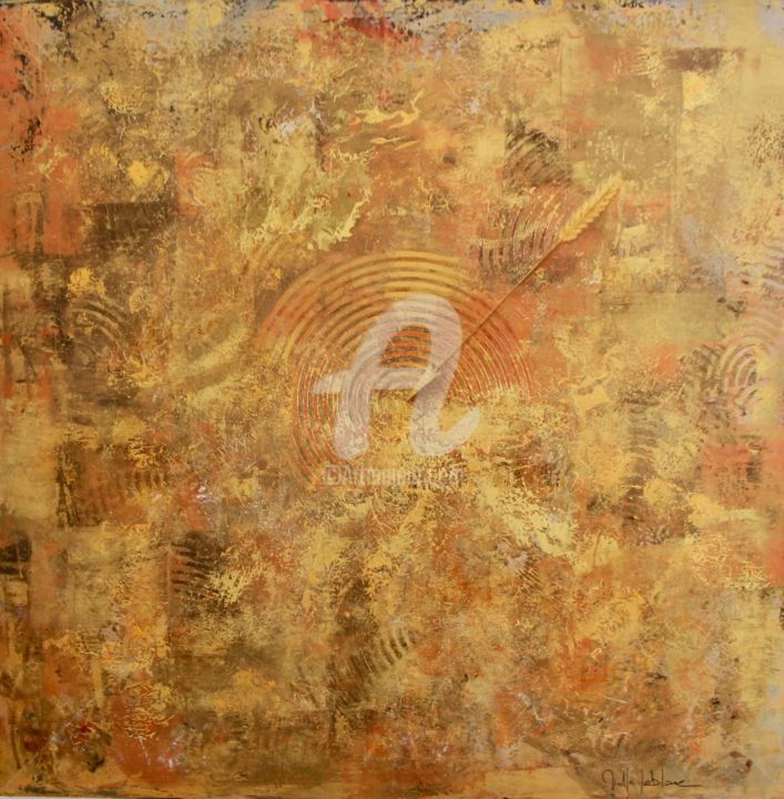 Malerei mit dem Titel "" La flèche d'Or "" von Mireille Renée Leblanc, Original-Kunstwerk, Acryl