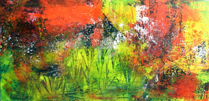 Pintura intitulada "" Souffle coloré "" por Mireille Renée Leblanc, Obras de arte originais, Acrílico