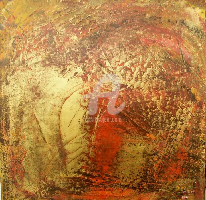 Pintura intitulada "" Série rouge et or…" por Mireille Renée Leblanc, Obras de arte originais, Acrílico