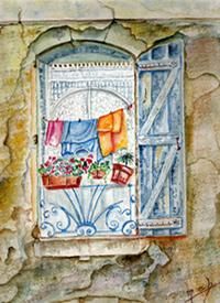 Peinture intitulée "Fenêtre d'Italie" par Mireille Cauchi-Boulmet, Œuvre d'art originale