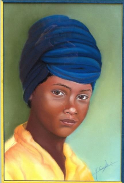 Painting titled "Jeune femme indienne" by Mireille Cauchi-Boulmet, Original Artwork