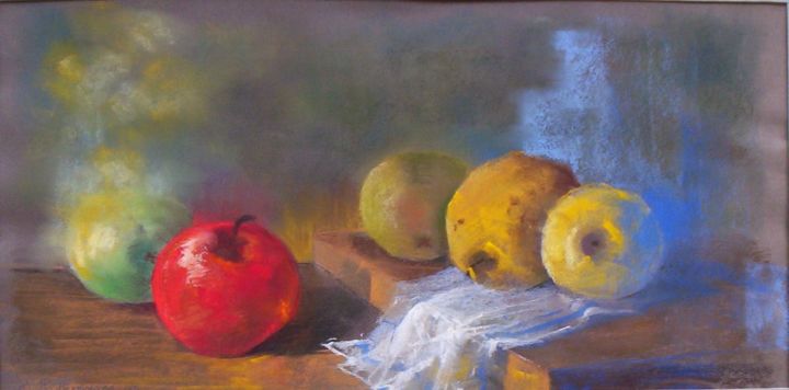 Pintura intitulada "POMMES AU TORCHON" por Mireille Herrmann, Obras de arte originais