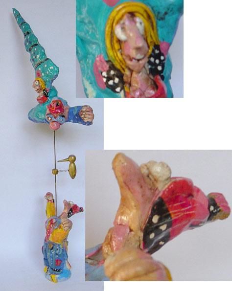 Sculpture titled "The two clowns and…" by Mirel Goldenberg, Original Artwork, Mixed Media