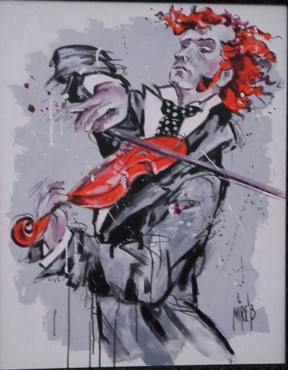 Peinture intitulée "Violinista" par Mirela Balan, Œuvre d'art originale, Acrylique