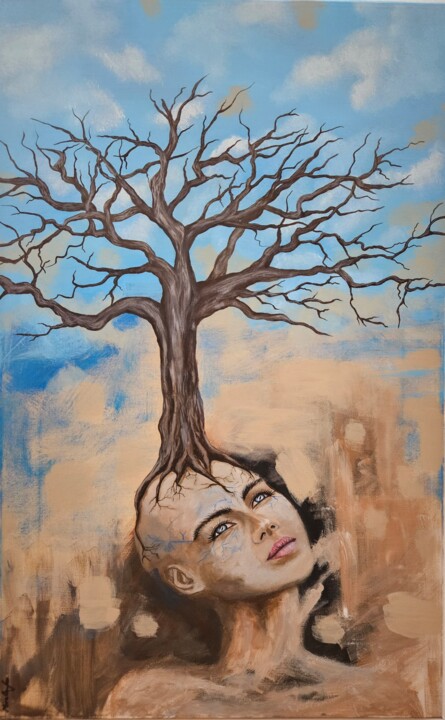Painting titled "Growth" by Mirela Leu, Original Artwork, Acrylic