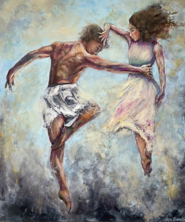 Painting titled "Roman Dancers" by Miri Baruch, Original Artwork, Acrylic