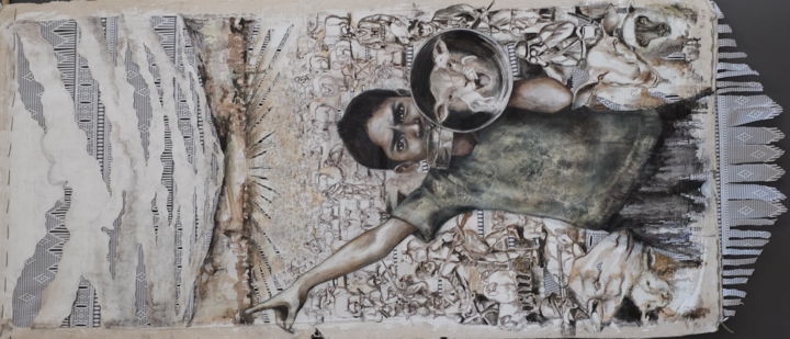 Peinture intitulée "About muttons" par Miri, Œuvre d'art originale, Autre