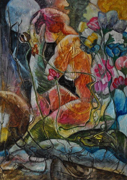 Pittura intitolato "Il Trascorrere del…" da Miria Mesiano, Opera d'arte originale, Olio