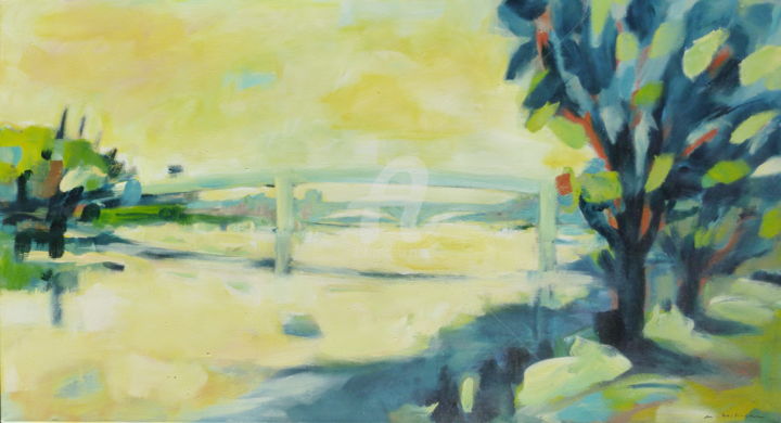 Painting titled "Les ponts" by Miriam Hartmann, Original Artwork, Acrylic