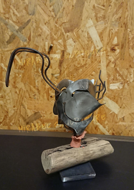 Sculpture intitulée "Oiseau SPATULE à pe…" par Mirinbeaujolais - Mirabelle, Œuvre d'art originale, Métaux