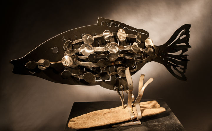 Sculpture titled "Ascophylle - Poisso…" by Mirinbeaujolais - Mirabelle, Original Artwork, Metals