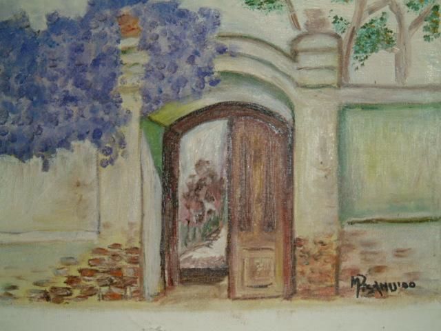 Painting titled "glicinas" by Miri Pisanu, Original Artwork