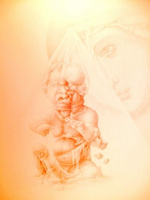 Schilderij getiteld "Madona and child" door Mirko Sevic, Origineel Kunstwerk
