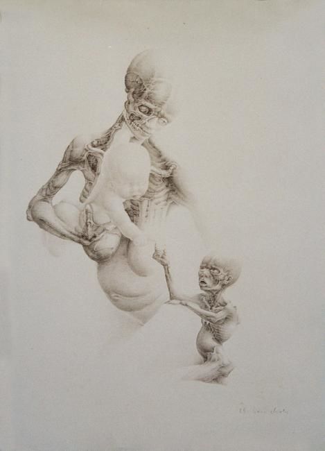 Schilderij getiteld "Mother and Child" door Mirko Sevic, Origineel Kunstwerk