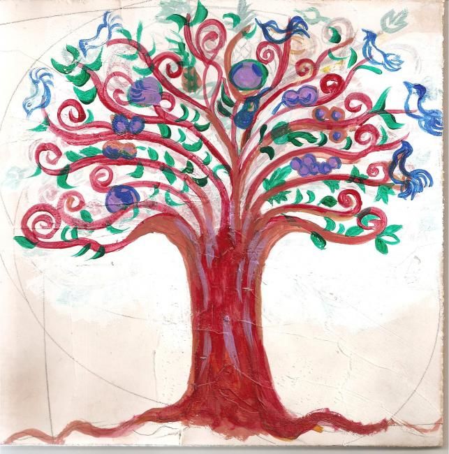 Painting titled "Arbol de la Vida" by Mirna Salamanques, Original Artwork, Oil