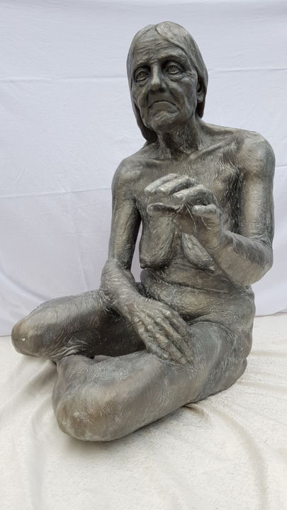 Sculpture titled "The look back" by Miroslav Mlkvik, Original Artwork, Resin