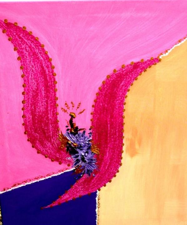 Peinture intitulée "Fleur fantastique -…" par Miroir Des Emotions Atelier D'Expression  Issoudu, Œuvre d'art originale