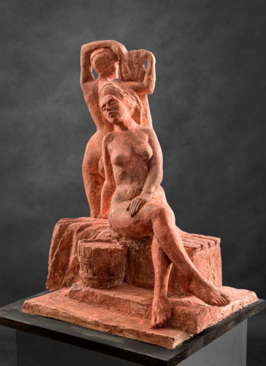 Sculpture titled "Bath" by Mironova Olga Gubareva-Mukha Lyudmila, Original Artwork, Plaster