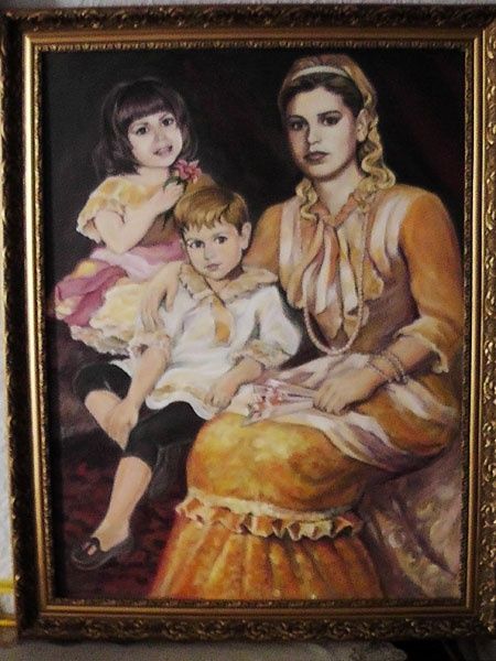 Painting titled "портрет семьи Якуше…" by Galina Mironova, Original Artwork, Oil