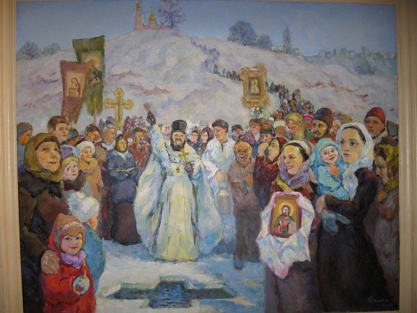 Painting titled "православный праздн…" by Galina Mironova, Original Artwork, Oil