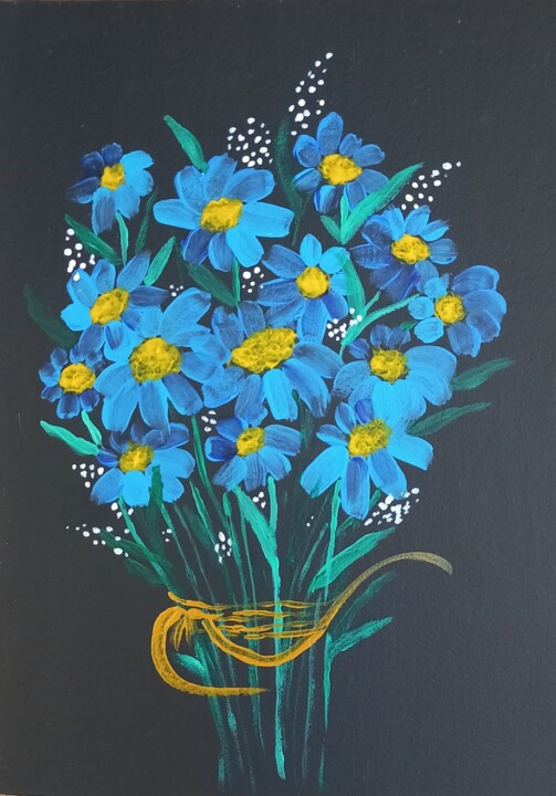 Painting titled "Field flowers" by Miroslava Samoshkina, Original Artwork, Acrylic
