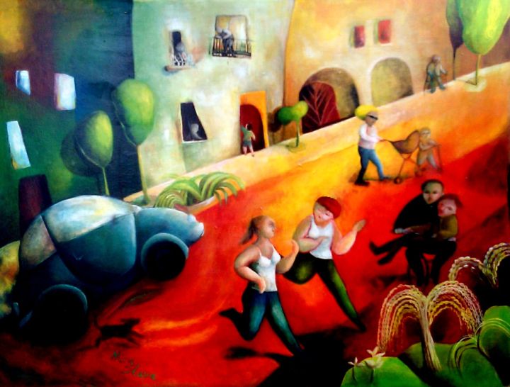 Peinture intitulée "It moves ....." par Mira Slava, Œuvre d'art originale, Tempera