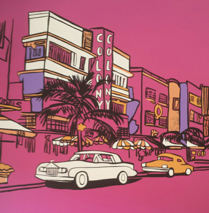 Painting titled "Miami Beach" by Mirou Navalon, Original Artwork, Acrylic