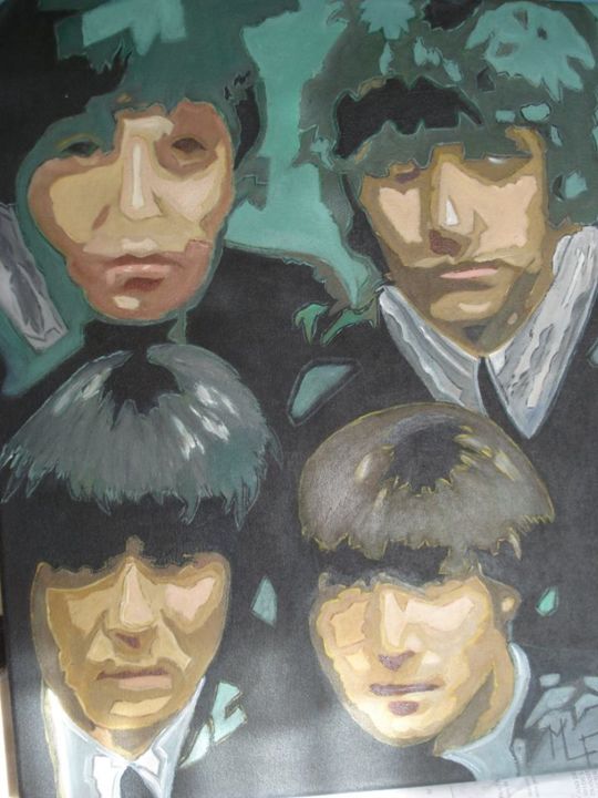 Peinture intitulée "the-beatles" par Mirta Leonor Ferrari, Œuvre d'art originale, Huile