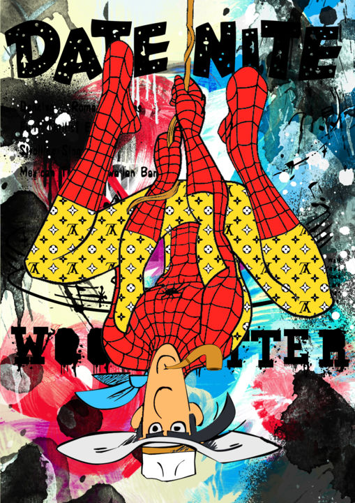 "Lucky Spider" başlıklı Tablo Misako Street Art tarafından, Orijinal sanat, Akrilik Ahşap Sedye çerçevesi üzerine monte edil…