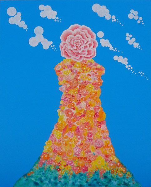 Malerei mit dem Titel "Let Us Be a Flower…" von Misako Chida, Original-Kunstwerk, Öl