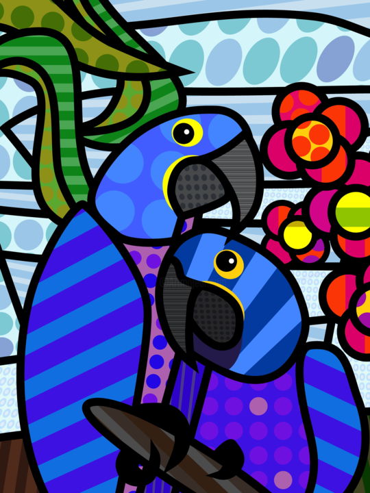 Digital Arts titled "Parrots" by Misaku, Original Artwork, 2D Digital Work