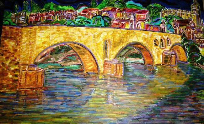 Painting titled "avignon" by Mark Salevitz, Original Artwork, Oil