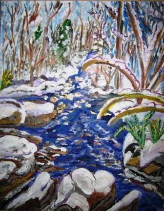 Картина под названием "oak creek canyon II" - Mark Salevitz, Подлинное произведение искусства, Масло