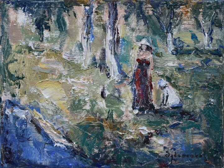 Painting titled "In the garden" by Misha Sydorenko, Original Artwork, Oil