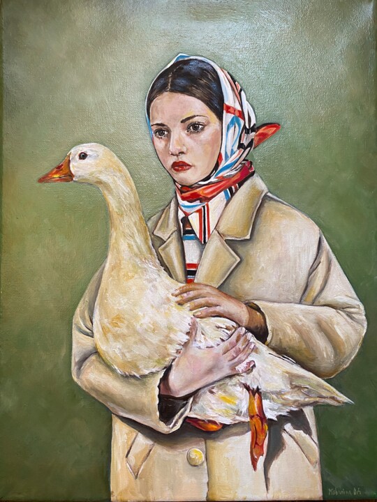 Malerei mit dem Titel "Elegance meets natu…" von Mishanina_art, Original-Kunstwerk, Öl