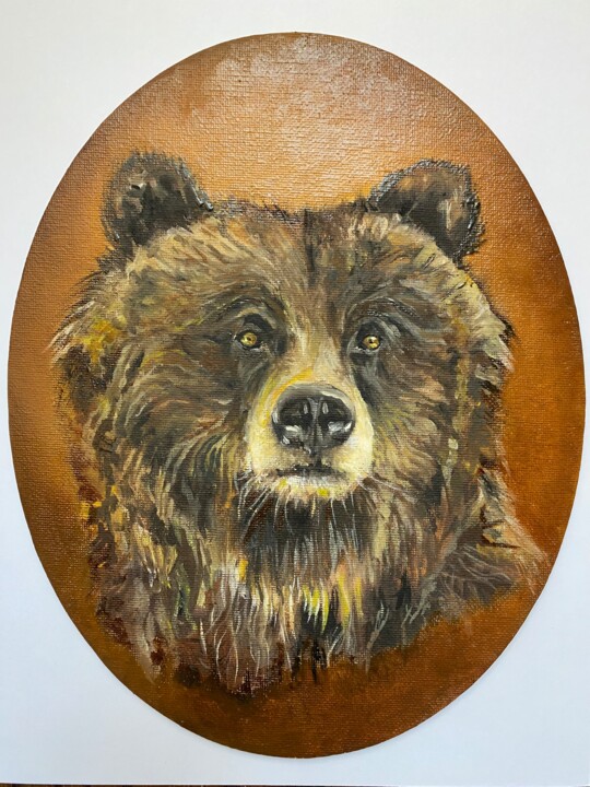 Ζωγραφική με τίτλο "Mr Bear" από Mishanina_art, Αυθεντικά έργα τέχνης, Λάδι