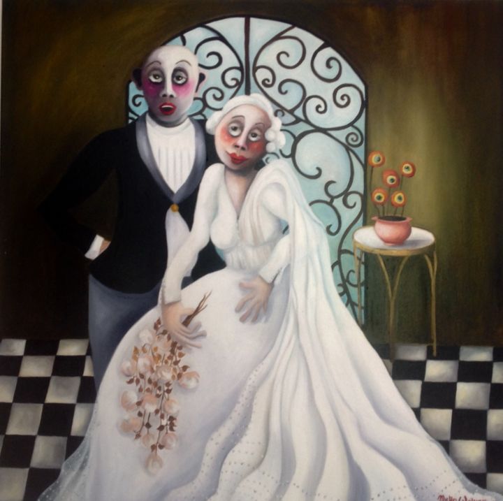 "Les mariés 22" başlıklı Tablo Misha Wolinski tarafından, Orijinal sanat, Petrol