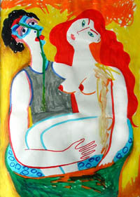 Painting titled "Bath" by Mishka Makharadze, Original Artwork