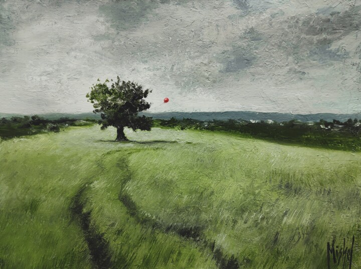 Malarstwo zatytułowany „"The Red Balloon"” autorstwa Mishel Alekyan, Oryginalna praca, Olej