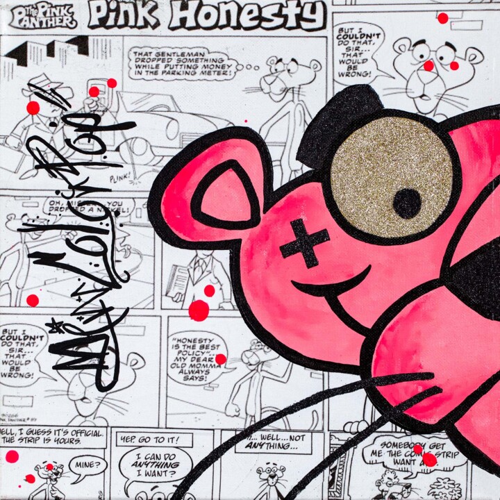 Schilderij getiteld "Miss Color Pop Pink…" door Miss Color Pop, Origineel Kunstwerk, Acryl Gemonteerd op Frame voor houten b…