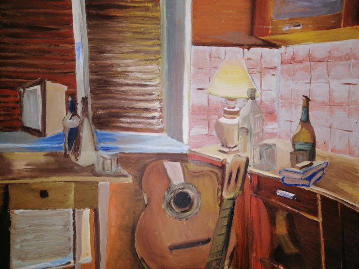 Картина под названием "Квартирник" - Galieva Alina, Подлинное произведение искусства, Масло