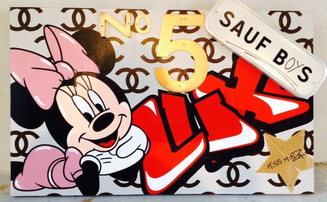 Collages titled "MINNIE N° 5" by Miss Mirza, Original Artwork, Acrylic