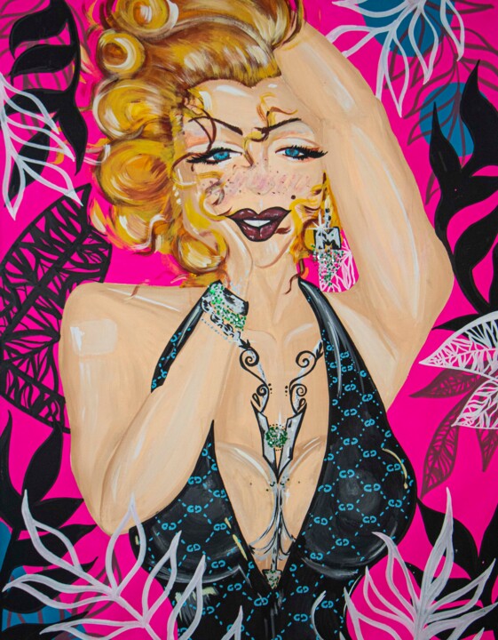 Painting titled "Marilyn Monroe" by Miss Rose Art Gallery, Original Artwork, Acrylic Mounted on Wood Stretcher frame