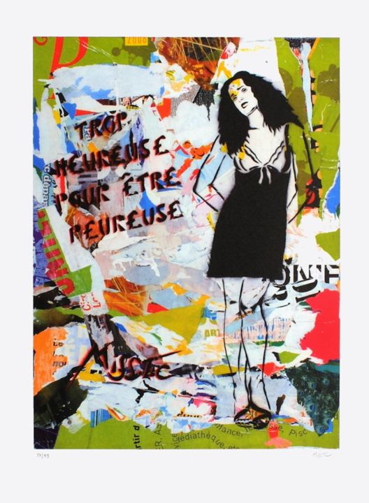Printmaking titled "TROP HEUREUSE POUR…" by Miss.Tic, Original Artwork, Lithography