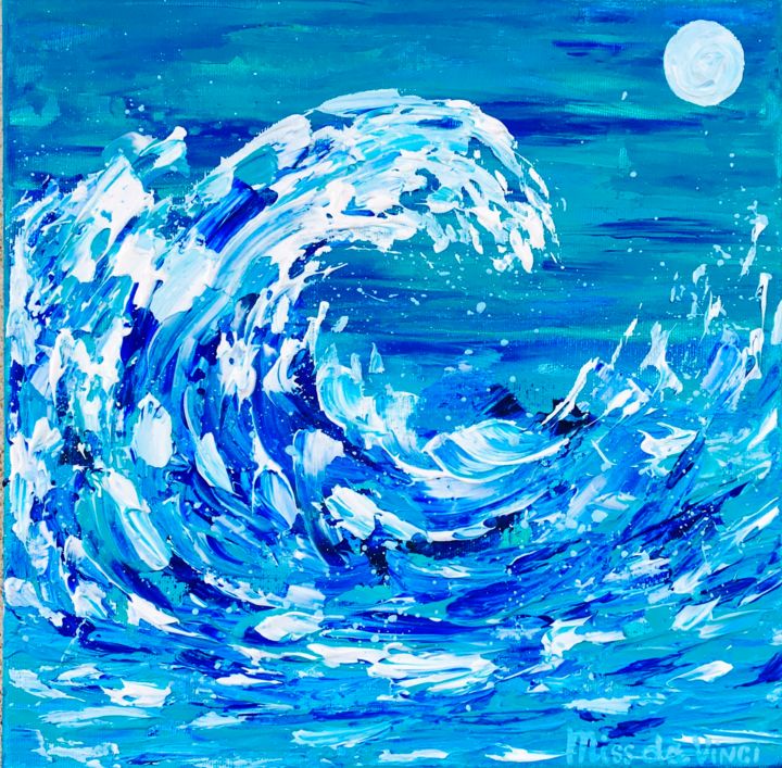 Peinture intitulée "Ocean Wave" par Olena Vasynovych (Miss Da Vinci), Œuvre d'art originale, Acrylique Monté sur Châssis en…
